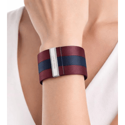 Charmantes Calvin Klein Damen Echtleder-Armband mit breitem Kontraststreifen Arm-Schmuck Größe XS 15cm KJ9KLB0901 Rot/Navy
