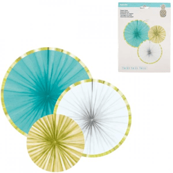 Decoration fan party pineapple paper 35 cm set of 3