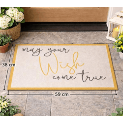 Dekorative Schmutzmatte „May Your Wish Come True“ – rutschfeste Fußmatte Schmutzfangmatte 38×59 cm silbergrau