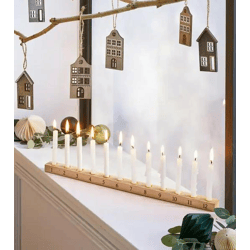 Dekorativer Kerzen-Adventskalender Kerzenhalter für 24 schmale Kerzen Wohn-Dekoration 909601 Beige
