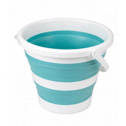 Faltbarer Eimer 10 Liter Platzsparender Haushalts-Eimer mit breitem Henkel 9941978 Weiß/Blau