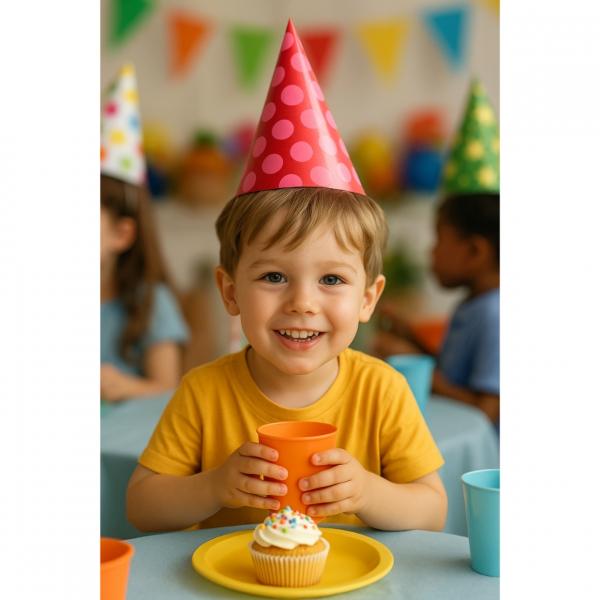 Partyhut Papier 16 cm 3fach sortiert