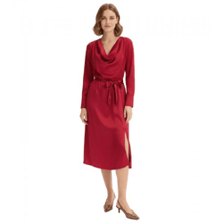 feminines Damen Midi-Kleid aus glänzendem Satin Ausgeh-Kleid 957586 Rot