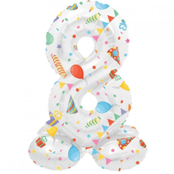 Folat Folienballon stehend 8 Joyful party 41 cm