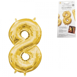 Foil balloon figure 8 gold 22 cm x 35 cm