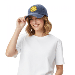 freche ZWILLINGSHERZ Smiley Classic Base-Cap mit Smiley-Patch Baumwoll-Cap justierbare Cappy Schirm-Mütze 4603M K258209 Navy-Blau