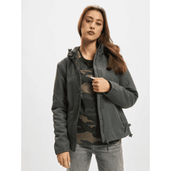 funktionale Brandit Damen Jacke Reißverschluss Klettverschluss Grau