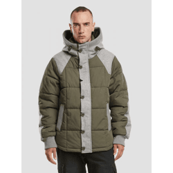 Functional Brandit Men's Jacket in Cotton, Olive Green/Gray