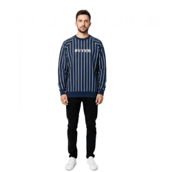 Futur Herren Raglan Crew Pin hochwertiger Sweatshirt-Pullover mit modernem Design und Raglan-Ärmeln Blau/Weiß