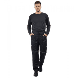 gefütterte PUREWORK Herren Arbeits-Hose mit 6 Taschen Oeko-Tex zertifizierte Thermo-Hose Garten-Hose 8659861 Schwarz/Grau