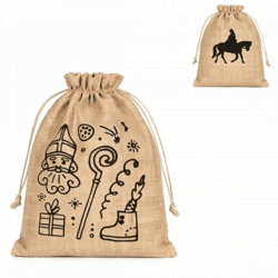 Geschenkbeutel Sinterklaas Jutesack 20 x 25 cm 2 sortiert Satz von 3
