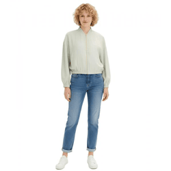 glänzender Damen Blouson modische Übergangs-Jacke Satin-Bomberjacke Oversized 913821 Mint/Gold
