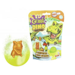 GLIBBI DINO Surprise gefüllte Kinder Badebomben mit Dinosaurier Sammelfiguren ab 3 Jahren 100gr 105953717 Blau, Grün oder Orange