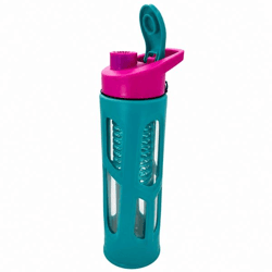 Green Canteen Trinkflasche mit Flip-Cap-Verschluss, Glas, aqua/rosa, 561 ml