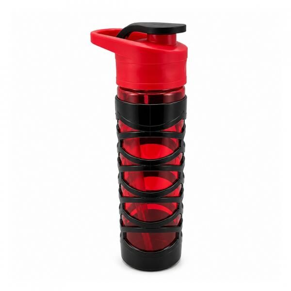 Green Canteen Trinkflasche mit Tritan-Hülle, schwarz/rot, 650 ml