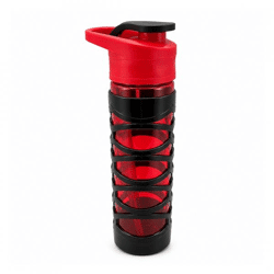 Green Canteen Trinkflasche mit Tritan-Hülle, schwarz/rot, 650 ml