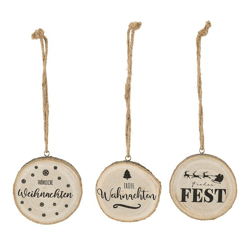 Hänger Holzscheibe Weihnachten, 3/s, ca.10cmD