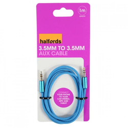 Halfords Aux-Kabel, blau, 3,5 mm, 1 Meter