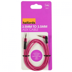 Halfords Aux-Kabel, rosa, 3,5 mm, 1 Meter