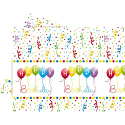 Happy Birthday Streamers - 1 Plastik Tischdecke 120x180cm