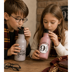Harry Potter Trinkflasche „Hogwarts Express“ oder „Back to Hogwarts“ 500 ml Edelstahl Trinkflasche im magischen Design Rosa oder Gr