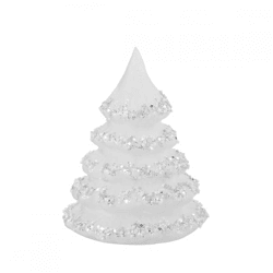 J-Line Weihnachtsbaum aus Glas „Moon“, weiß/silberfarben, 16 cm