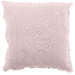 J-Line Kissen, quadratisch, mit Spitzenrand, rosa, 45 x 45 cm