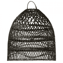 J-Line Lampenschirm „Wellen“ aus Rattan, schwarz, 45 cm