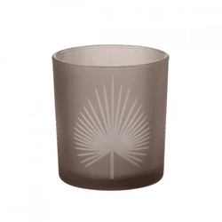 J-Line Teelichthalter mit Palmblatt-Motiv, Rauchglas, 8 cm