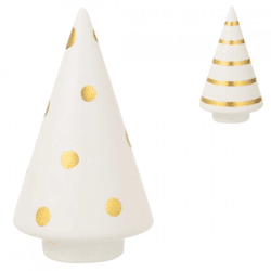 J-Line Weihnachtsbaum „Dot Stripe“, weiß/goldfarben, 10,5 cm, 2 Stück, sortiert