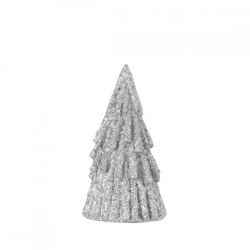 J-Line Weihnachtsbaum, silberfarben mit Glitzer, 12 cm