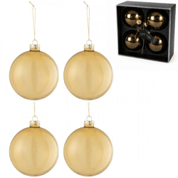 J-Line Weihnachtskugeln aus Glas, goldfarben, 10 cm, 4er-Set