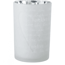 J-Line Windlicht „Love L“, weiß/silberfarben, 18 cm
