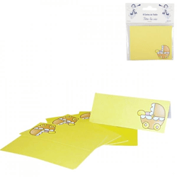 Karten Baby Kinderwagen gelb 10 cm 6 Stück.
