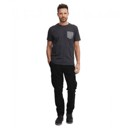 klassische FQ1924 FQHarris Herren Cargohose mit Knopf und Reißverschluss Freizeithose 21900476-ME-193911 Schwarz