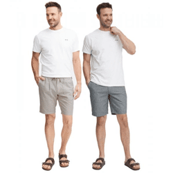 klassische FQ1924 FQHenry Herren Leinenshorts mit Reißverschluss Shorts 21900626 in Beige oder Grau