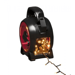 Konstsmide Weihnachtsbeleuchtung für den Außenbereich Lichterkette auf Kabeltrommel 7 Meter 100 LEDs Bernsteinfarben IP44 Schwarz/Rot