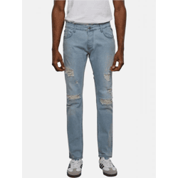lässige 2Y Premium Herren Jeans Slim Fit Stretch Reißverschluss mit Baumwolle Blau