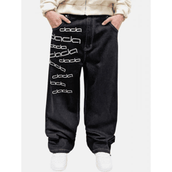 lässige Dada Supreme Herren Jeans Reißverschluss Taschen mit Baumwolle Schwarz