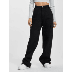 lässige DEF Damen Jeans Reißverschluss Taschen mit Baumwolle Schwarz