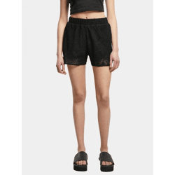 lässige Urban Classics Damen Shorts Kordelzug gefüttert 220 g/m² mit Baumwolle Schwarz