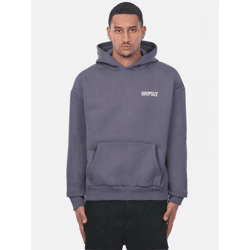 lässiger Dropsize Herren Hoodie Rippbündchen Kapuze mit Baumwolle Grau