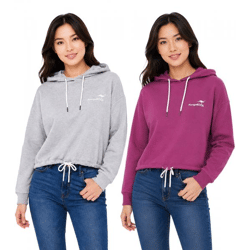 lässiger KangaROOS Damen Hoodie mit Kordelzug an Kapuze und Saum Kapuzen-Sweater Baumwoll-Pullover Grau meliert oder Violett