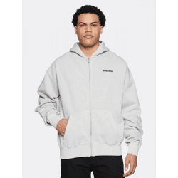 Casual PEGADOR Men's Oversized Zip-Up Hoodie in Cotton Gray