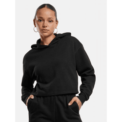 lässiger Urban Classics Damen Hoodie Rippbündchen Kapuze 280 g/m² Schwarz