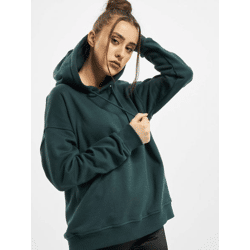 Casual URBAN CLASSICS Women's Hoodie with Ribbed Cuffs and Hood, 300 g/m², Cotton Blend, Green