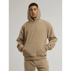 lässiger URBAN CLASSICS Herren Hoodie Rippbündchen Kapuze Beige