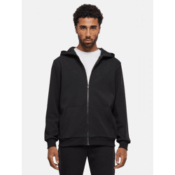 lässiger Urban Classics Herren Hoodie Stretch Reißverschluss Rippbündchen mit Baumwolle Schwarz