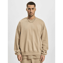 lässiges DEF Herren Sweatshirt Rippbündchen Oversize 360 g/m² mit Baumwolle Beige