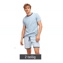 leichter SCOTCH & SODA Herren Pyjama 2-teiliges Shorty-Set mit Baumwolle kurzer Schlafanzug SSSP25M206083-421 Hellblau